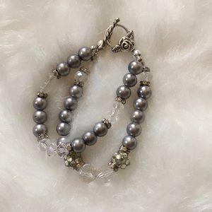 2 strand crystal , pearl bracelet